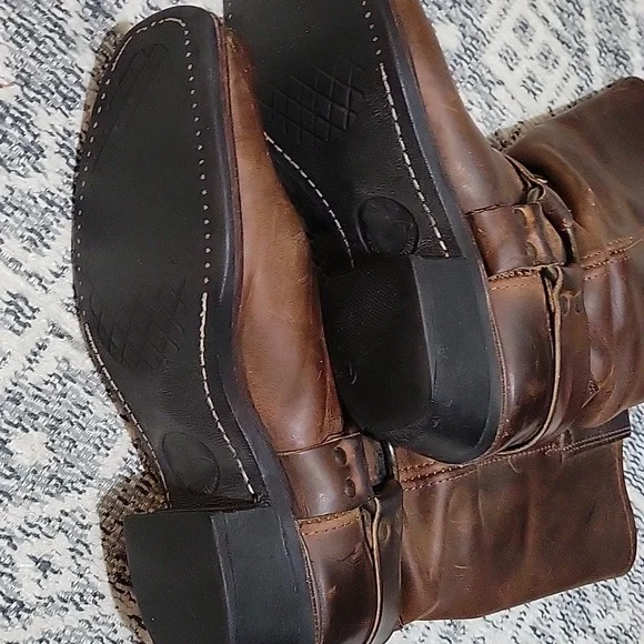 FRYE Women's Harness Boots Rustic Brown Low Heeled, Sz 10, Western, Moto, Biker - Picture 8 of 11